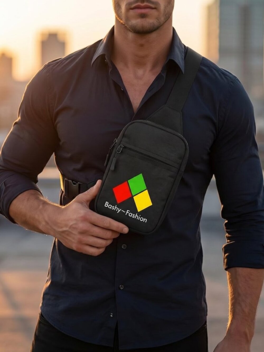 Black Sling Chest Bag - Crossbody Everyday Pack